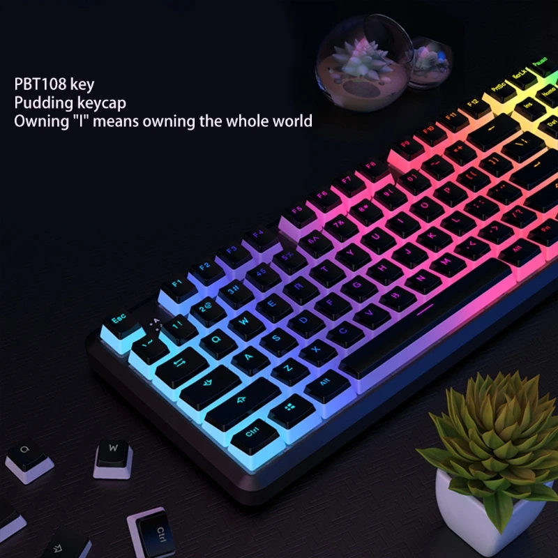 108 Keys Pudding Keycaps OEM Profile Double Shot PBT Backlight Keycaps for Mechanical Gaming Keyboard Cherry - Pudding Keycap