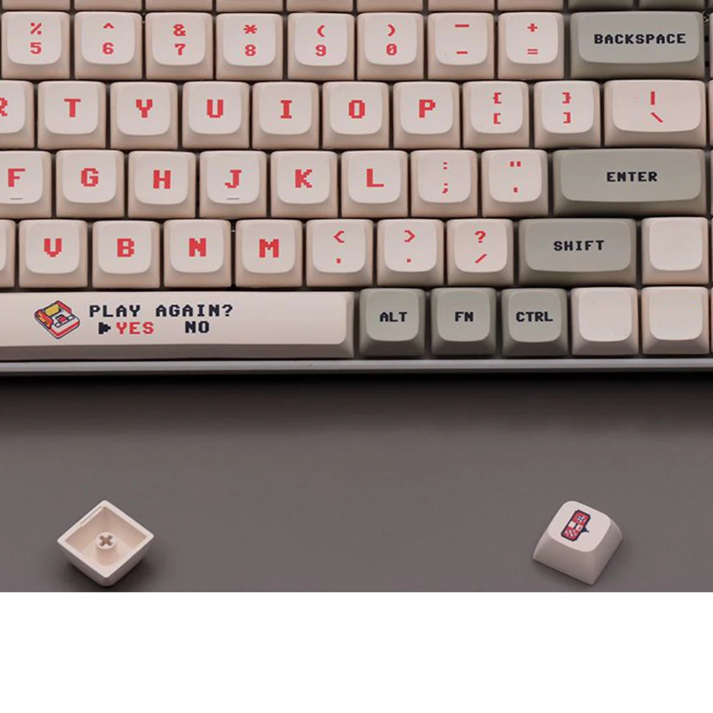 KYOMOT 138 Keys Anime Retro Red And White Machine Keycaps Dye Sub PBT XDA Profile for 1 - Pudding Keycap