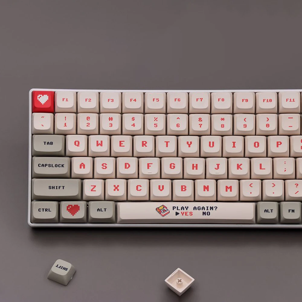 KYOMOT 138 Keys Anime Retro Red And White Machine Keycaps Dye Sub PBT XDA Profile for - Pudding Keycap